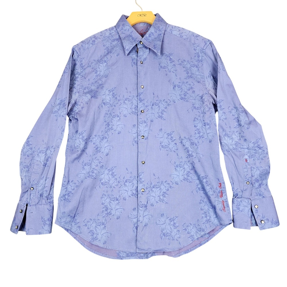 Robert Graham Mens Purple Floral Jacquard‎ Long Sleeve Button Down Shirt Large